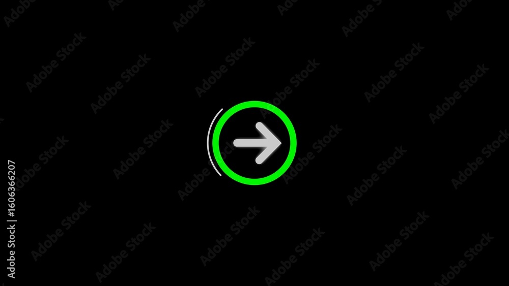 Poster modern right arrow icon with green circle and white outline for web interface design