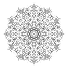 Traditional Mandala Pattern for Coloring Page or Design