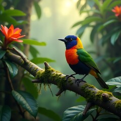 Naklejka premium bird, parrot, animal, colorful, nature, tropical, green, 