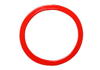 A vibrant red circular brushstroke ring isolated on a clean transparent background, symbolizing artistic expression