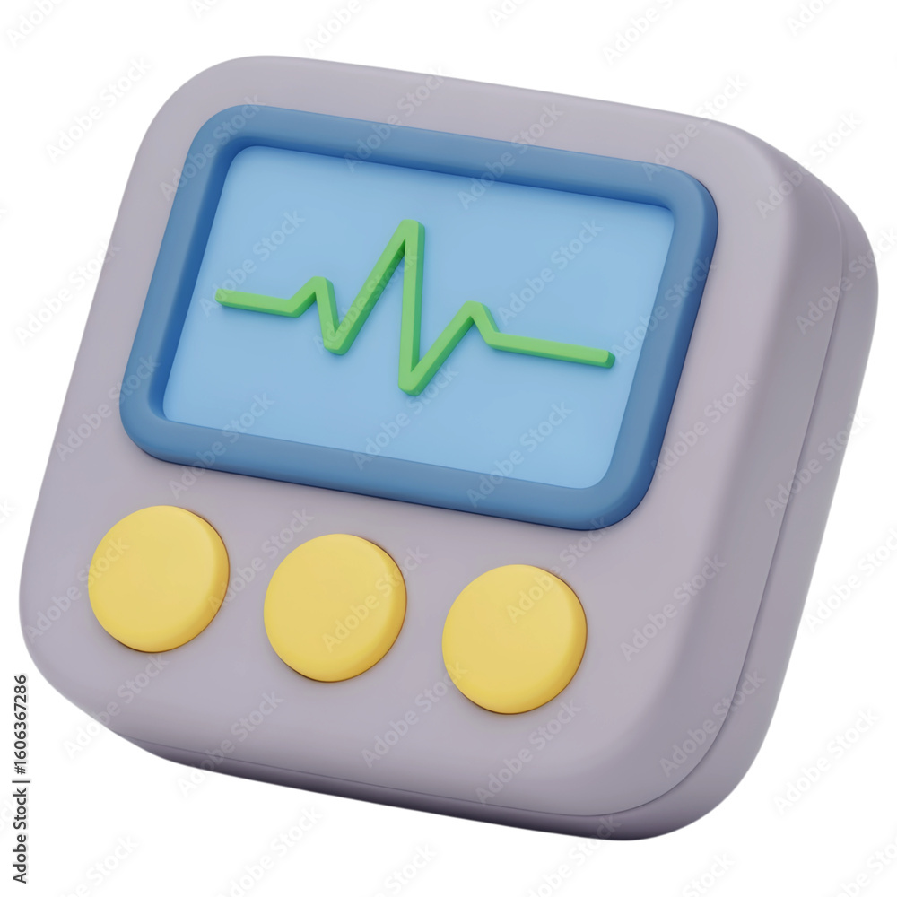 Poster portable heart rate monitor: compact health tech device isolated on transparent background