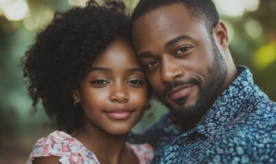 Young African American father and daughter hugging lovingly, fostering family bonding and showcasing inclusivity in modern relationships, Generative AI