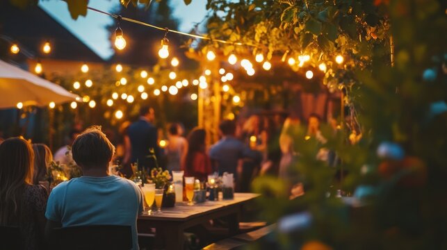 Backyard gathering at night - Powered by Adobe