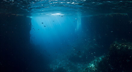 Underwater
Ocean
Sea
Sunlight
Rays of light
Deep blue
Water surfacWaves
Abstract water
Marine
Natural light
Blue ocean
Horizon (water