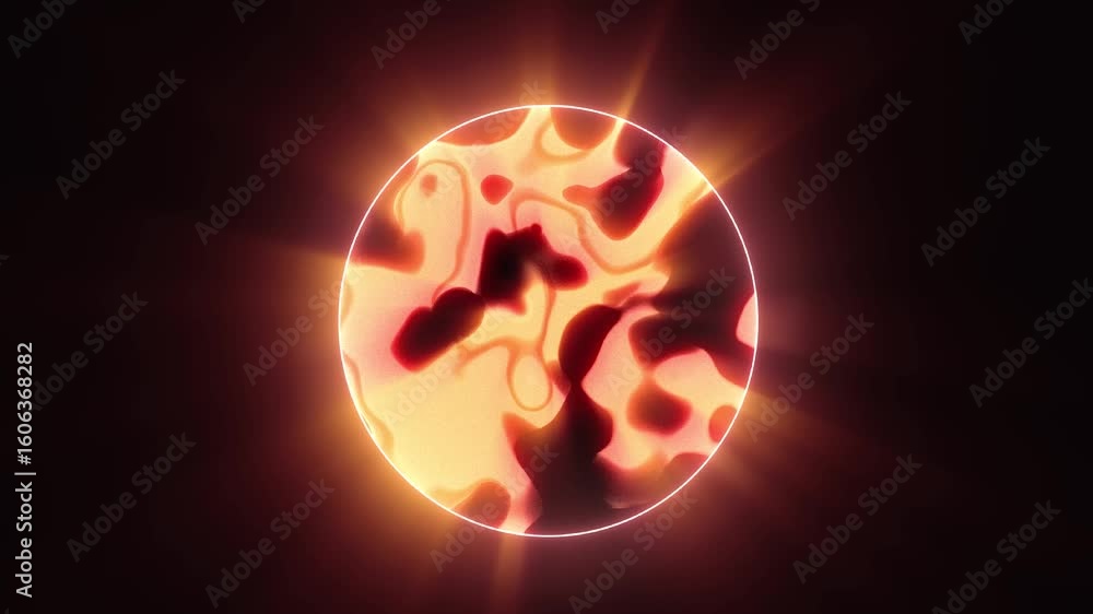 Poster seamless vj looped visuals - sphere morphing dynamically on black background