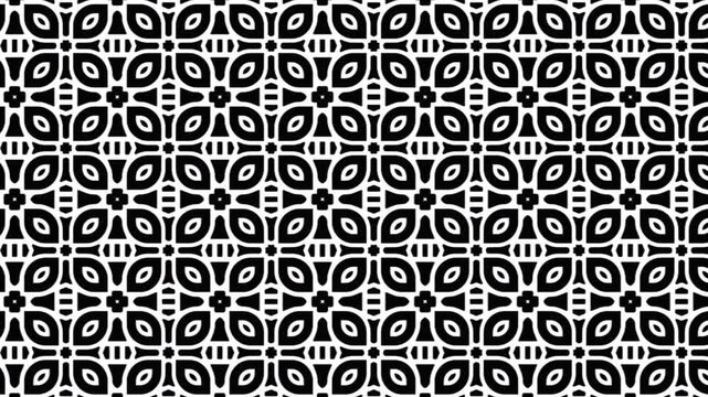 Abstract black and white seamless geometric tile pattern slide animation. Panning