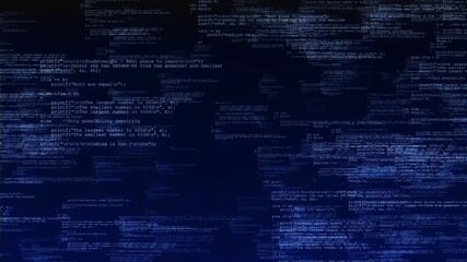 glitch code game computer screen. Code data computer screen with glitch distortion CRT Monitor styled blue binary code motion background animation digital glitch effect. retro technology background - Powered by Adobe