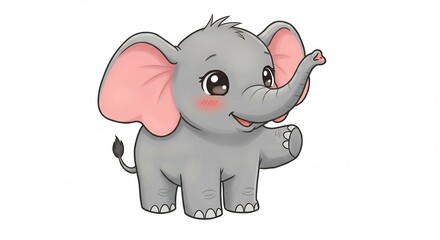 Fototapeta premium 可愛い象さん 優しい光浴びて微笑む 幸せなイラスト. AI Generated