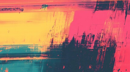Abstract vibrant painting with dynamic brushstrokes, vibrant colors, and textured layers.
