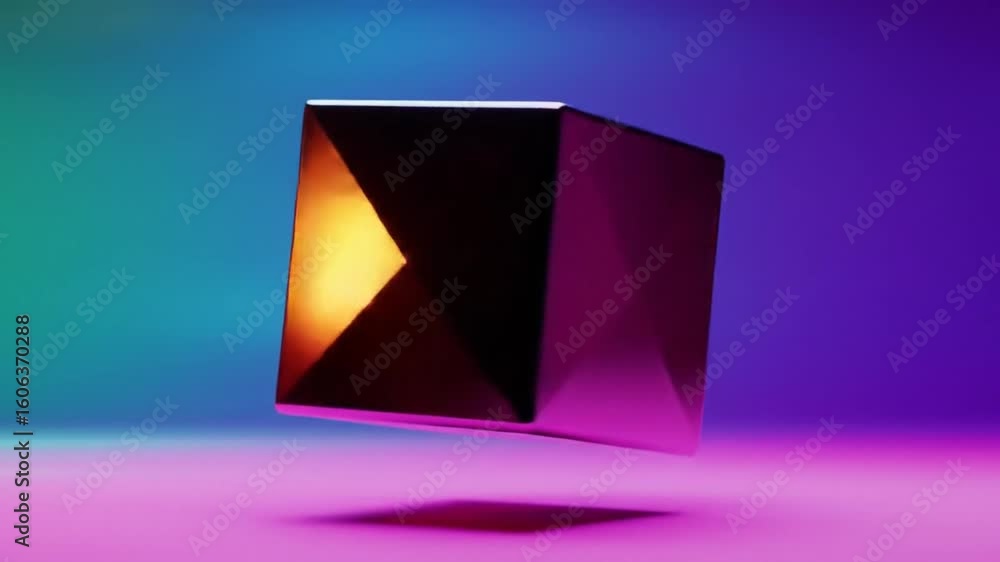 Aufkleber a mysterious dark geometric form floats above a vibrant gradient in a minimalist abstract compositio