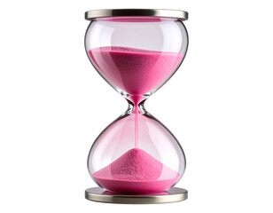 Modern Pink Sand Hourglass with Geometric Abstract Backdrop, Isolated Transparent PNG