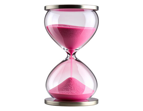 Modern Pink Sand Hourglass with Geometric Abstract Backdrop, Isolated Transparent PNG