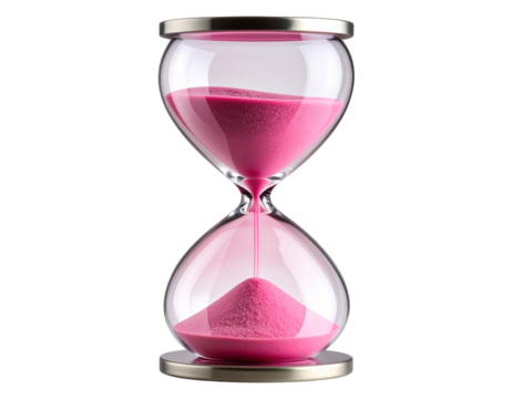 Modern Pink Sand Hourglass with Geometric Abstract Backdrop, Isolated Transparent PNG