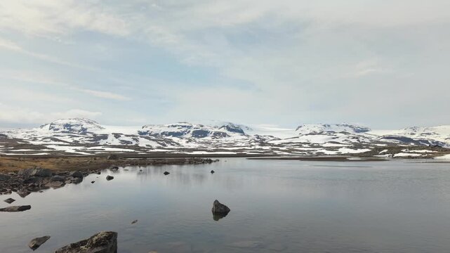 The Largest Glacier Of Hardangerjokulen In Mainland Norway. Aerial Drone Shot