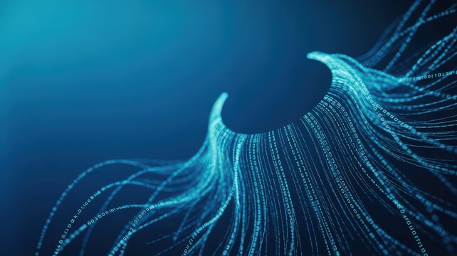 Abstract blue digital data flow background with binary code - Powered by Adobe