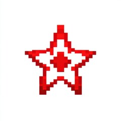 Obraz premium Pixelated Red Star on White Background