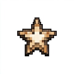 Fototapeta premium Pixelated Wooden Star Beige and Brown 8 bit Star Illustration