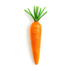Illustration of a Bright Orange Carrot with Green Top Isolated on White Background