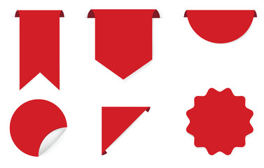 Sale and New Label collection set. Sale tags 30, 50, 70. Discount red ribbons, banners and icons. Shopping Tags. Sale icons. Red isolated on white background, vector illustration