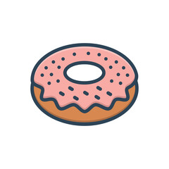 Color illustration icon for donut