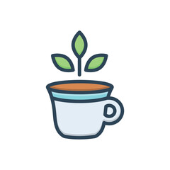 Color illustration icon for green tea