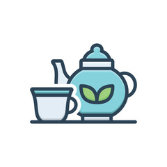 Color illustration icon for tea brew