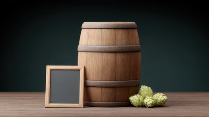 Vintage beer barrel still life art piece showcasing natural elements and minimalist design in a cozy setting. National Beer Lovers Day