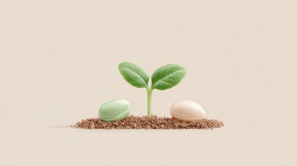 Minimalist illustration captures the essence of new life with sprouting plant emerging from soil. National Organic Month