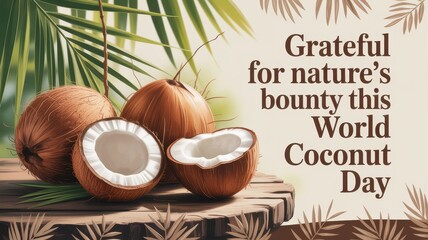 Celebrate the essence of World Coconut Day with a rustic thank you card expressing gratitude for nature's gifts
