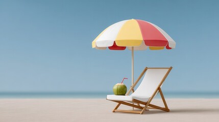 Relaxing by the ocean with a refreshing coconut drink under a colorful beach umbrella at sunset. World Coconut Day