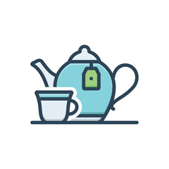 Color illustration icon for black tea