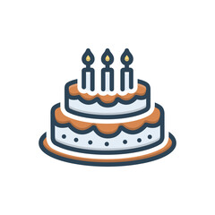 Color illustration icon for cake