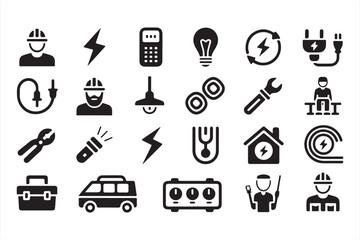 Repair, Maintenance, and Electrical Tools Symbols for Service Industry