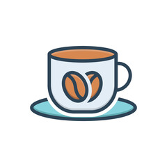 Color illustration icon for coffee