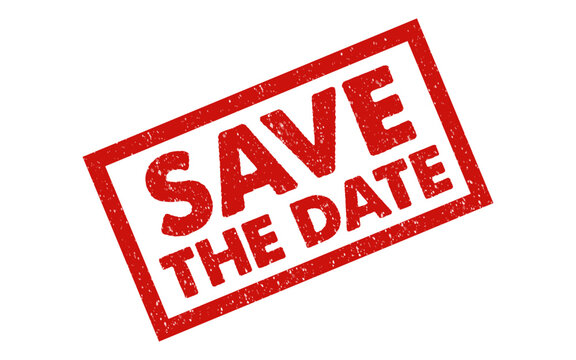 Save The Date rubber stamp grunge seal red ink label sign symbol dusty grainy effect vintage badge event calender  date reminder timeline appointment attention