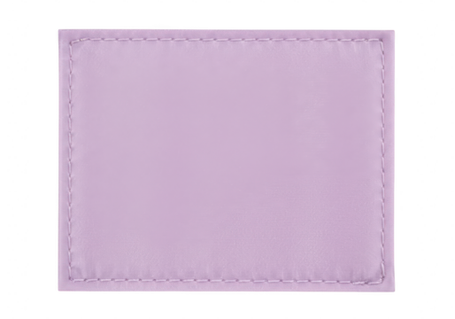 A blank purple stitched label or patch isolated on a transparent background for design