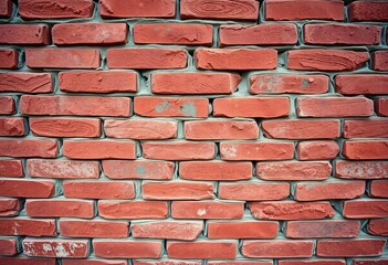 Obraz premium Rough texture, red bricks, mortar detail, aged wall, rusty, building