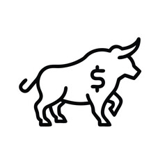 Bull with dollar sign on its side representing financial growth and success