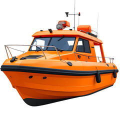 Obraz premium Orange fishing vessel on the water