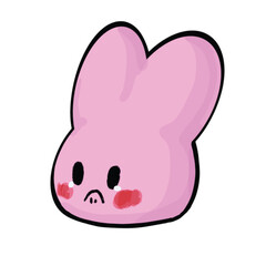 Pink rabbit of Easter bunnies. Set of different rabbits silhouettes. Cutie bunnies. Vector.