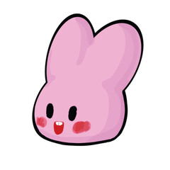 Pink rabbit of Easter bunnies. Set of different rabbits silhouettes. Cutie bunnies. Vector.