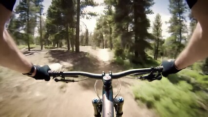 Mountain biking forest trail adventure. - Powered by Adobe