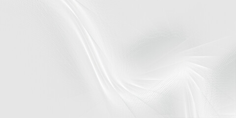 Abstract grey background poster with dynamic waves, White Abstract Background. Futuristic Technology Wide Wallpaper, Horizontal white & gray background with wavy lines pattern.