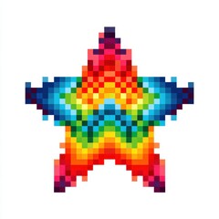 Fototapeta premium Rainbow Pixel Star Vibrant Symmetrical Digital Art