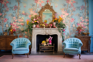 
Grandmillennial-style chintz wallpaper