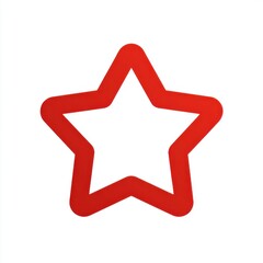 Red Star Shape on White Background Simple Graphic Design Element