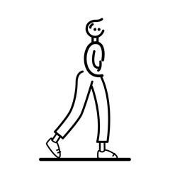 Minimalist Line Art of a Person Walking