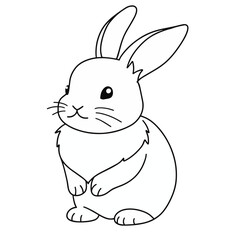 Vector black and white rabbit is isolated on the white background. Flat Cartoon Style. Cute Rabbit Cartoon Icon