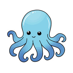 Vector illustration of a cute octopus is isolated on the white background