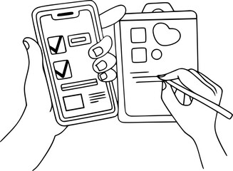 Digital Task and Note Management Stroke Icon. Editable Outline Icon Set.